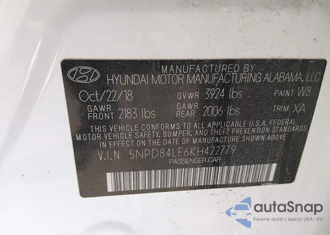 2019 Hyundai Elantra Sel из США, поврежденный, VIN 5NPD84LF6KH422779